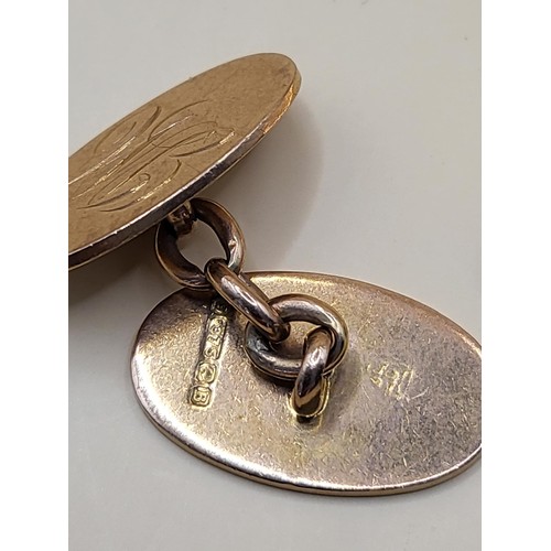 13 - 9ct Gold Gents Antique Cufflinks Weighs 9.3g Fully Hallmarked&nbsp;