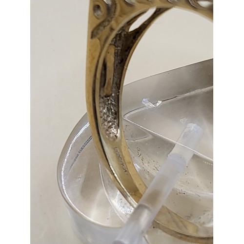 14 - 9ct Gold Gent's Three Stone Ring Possible White Sapphire or Moissanite As Test High on Diamond Teste... 