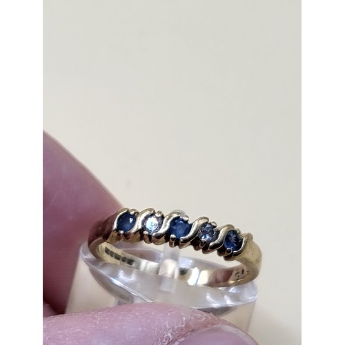 26 - 9ct Gold Diamonds & Sapphires Lady's Ring Size O Weighs 2.2g Fully Hallmarked&nbsp;