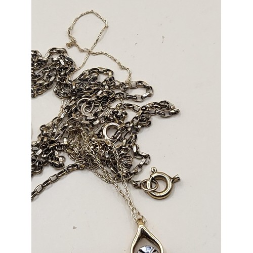 27 - Two 9ct Gold Chains Tangled One With Small Diamond Pendant Weighs 2.8g&nbsp;