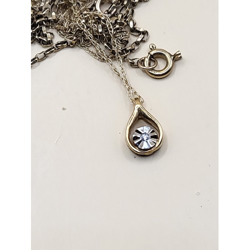 27 - Two 9ct Gold Chains Tangled One With Small Diamond Pendant Weighs 2.8g&nbsp;