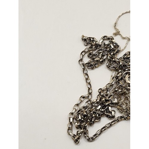 27 - Two 9ct Gold Chains Tangled One With Small Diamond Pendant Weighs 2.8g&nbsp;