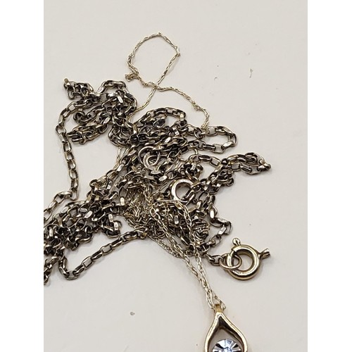 27 - Two 9ct Gold Chains Tangled One With Small Diamond Pendant Weighs 2.8g&nbsp;