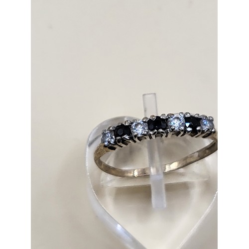 30 - 9ct Gold CZ & Sapphire Ring Size O Weighs 1g Fully Hallmarked&nbsp;
