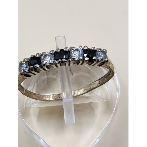 30 - 9ct Gold CZ & Sapphire Ring Size O Weighs 1g Fully Hallmarked&nbsp;