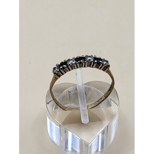30 - 9ct Gold CZ & Sapphire Ring Size O Weighs 1g Fully Hallmarked&nbsp;