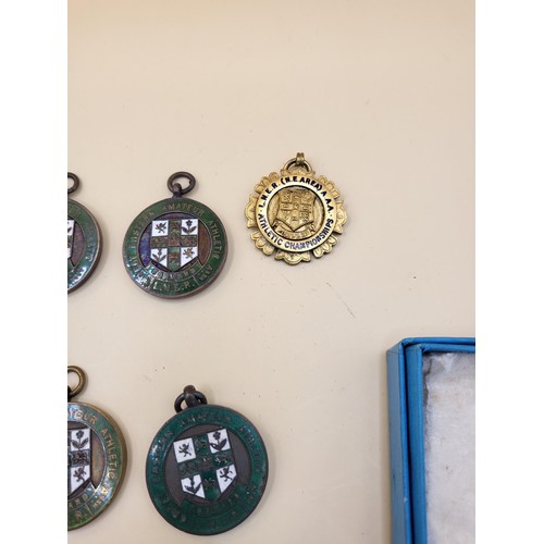 59 - Six L.N.E.R Medals ( Not Silver) along with Austrain Ski Medal Badge&nbsp;