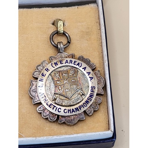 60 - Six Sterling Silver L.N.E.R Medals Awarded For Athletics along with Three Other Sterling Athletic Me... 