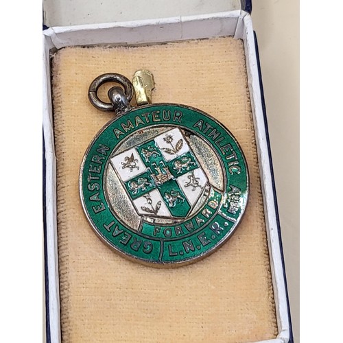 60 - Six Sterling Silver L.N.E.R Medals Awarded For Athletics along with Three Other Sterling Athletic Me... 