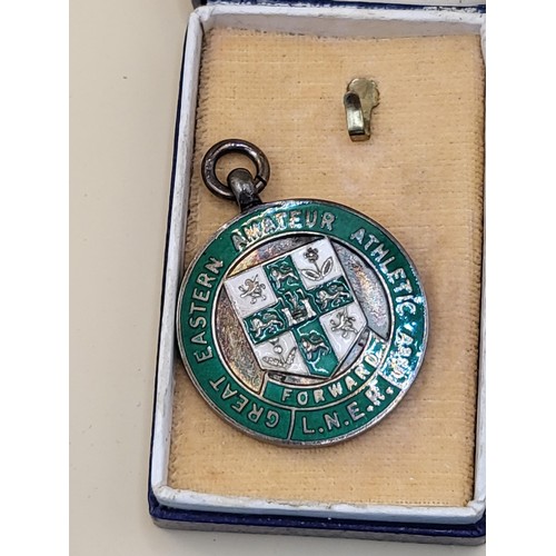 60 - Six Sterling Silver L.N.E.R Medals Awarded For Athletics along with Three Other Sterling Athletic Me... 