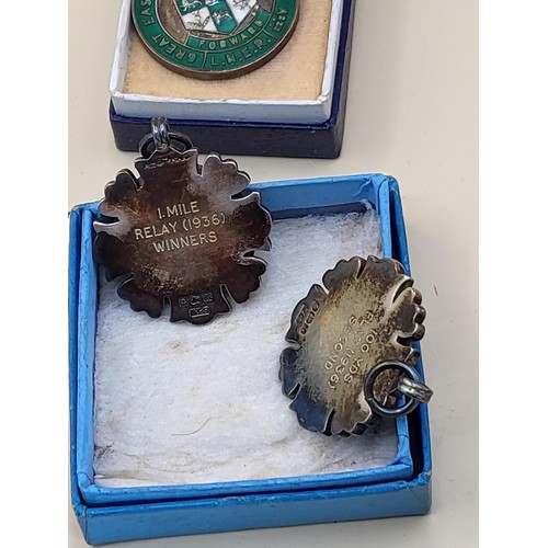 60 - Six Sterling Silver L.N.E.R Medals Awarded For Athletics along with Three Other Sterling Athletic Me... 