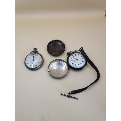 61 - Vintage Sterling Pocket Watch in need of Some Repairs along with Vintage Brevet Stop Watch Not Worki... 