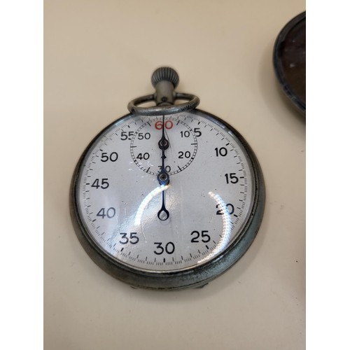 61 - Vintage Sterling Pocket Watch in need of Some Repairs along with Vintage Brevet Stop Watch Not Worki... 