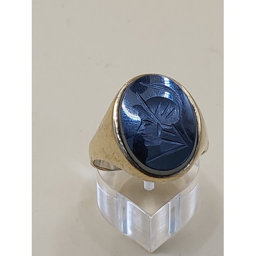 39 - 9ct Gold Hematite Centurion Gent's Signet Ring Size Just A Little Bigger Than Z Weighs 8.6g Fully Ha... 