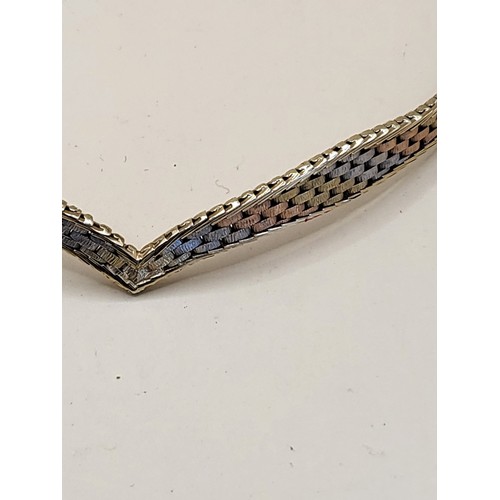 42 - 14ct Tri Colour Bracelet Weighs 9g Measures 19cm Unclasped Nice Condition Hallmarked