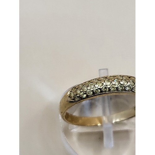 44 - 14ct Gold & Light Yellow Stones Size P Weighs 1.9g Stamped 14k