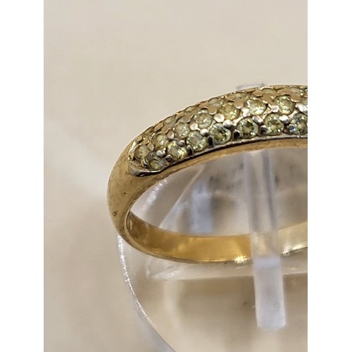 44 - 14ct Gold & Light Yellow Stones Size P Weighs 1.9g Stamped 14k