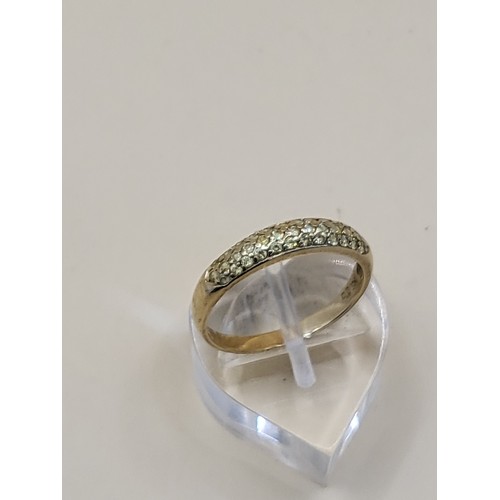 44 - 14ct Gold & Light Yellow Stones Size P Weighs 1.9g Stamped 14k