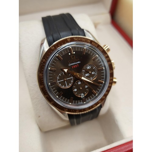 24 - Omega Speedmaster Broad Arrow321.93.42.50.13.0012009 in Great Condition With 18ct Rose Gold Bezel, C... 