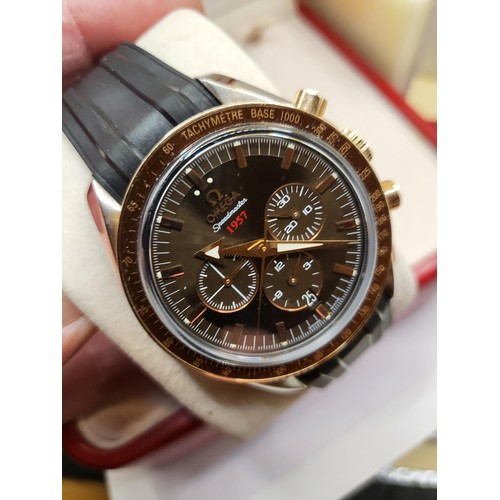24 - Omega Speedmaster Broad Arrow321.93.42.50.13.0012009 in Great Condition With 18ct Rose Gold Bezel, C... 