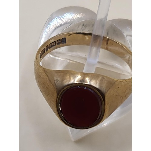 54 - 9ct Gold Bloodstone Pinkie Ring Size M Weighs 2.3g Fully Hallmarked&nbsp;