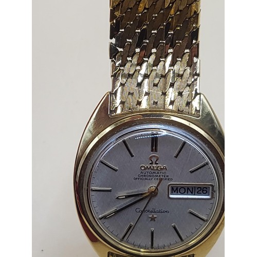 25 - 1969 Omega Constellation 18ct Gold Watch With 18ct Gold Bracelet & Case Item Weighs an Impressiv... 