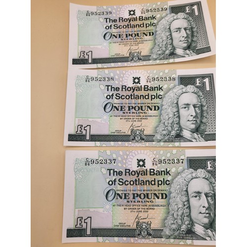 Four The Royal bank of Scotland One Pound Notes Three Year 2000 All ...