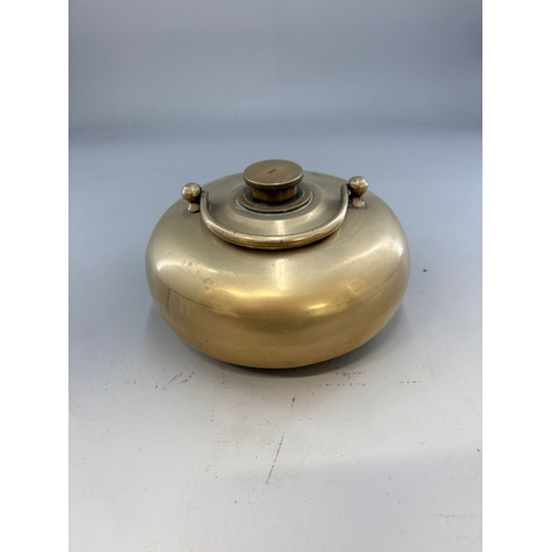 178 - Vintage Oriental Brass Tea Caddy Height 12cm Marks to Base Diameter 18cm