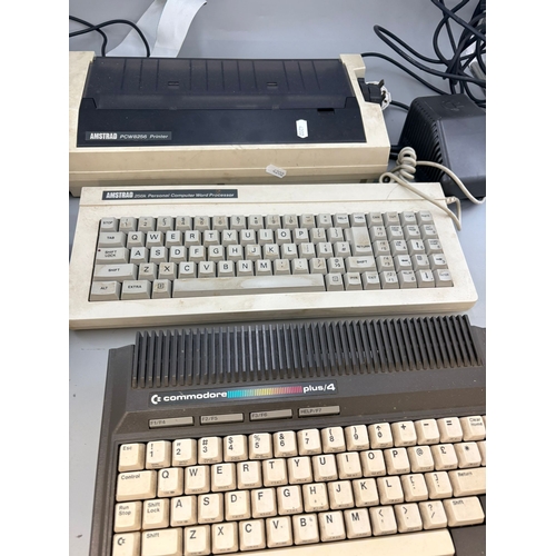 195 - Amstrad 256k Personal Word Processor & Printer Along with Commodore Plus/4 Games Console, Joysti... 