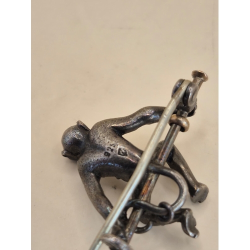 174 - 925 Silver & Crystal Monkey Pendant & Brooch Measures Pendant 3.5cm Drop Brooch 3cm Long