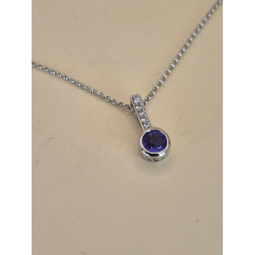 197 - 18ct White Gold Diamond & Amethyst Pendant On A 18ct Gold Chain Measures 41cm Unclasped Fully Ha... 