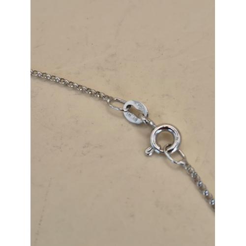 197 - 18ct White Gold Diamond & Amethyst Pendant On A 18ct Gold Chain Measures 41cm Unclasped Fully Ha... 