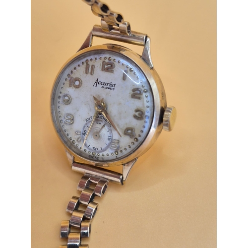 199 - 9ct Gold Vintage Ladies' Accurist Watch Winding And Working at Time of Writing This Description Some... 