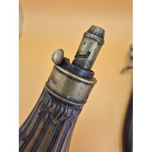 219 - Two Vintage Gun Powder Flask Includes a Copper Dixon & Sons One along with a Unmarked Leather On... 