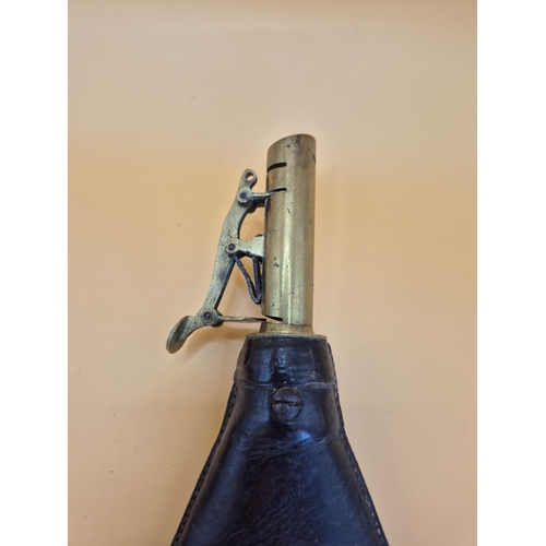 219 - Two Vintage Gun Powder Flask Includes a Copper Dixon & Sons One along with a Unmarked Leather On... 