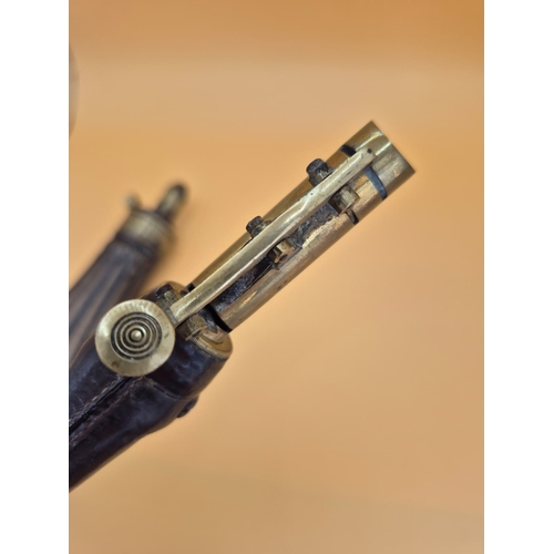 219 - Two Vintage Gun Powder Flask Includes a Copper Dixon & Sons One along with a Unmarked Leather On... 