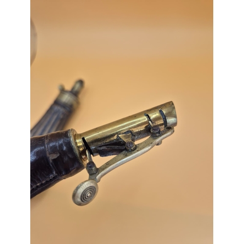 219 - Two Vintage Gun Powder Flask Includes a Copper Dixon & Sons One along with a Unmarked Leather On... 