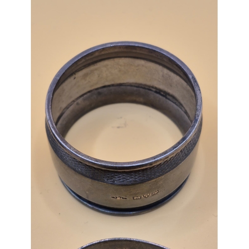 221 - Four Sterling Silver Napkin Rings Fully Hallmarked Weighs 102g The Two Same Ones Have Welded Kind of... 