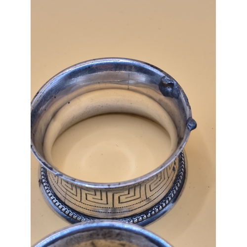 221 - Four Sterling Silver Napkin Rings Fully Hallmarked Weighs 102g The Two Same Ones Have Welded Kind of... 