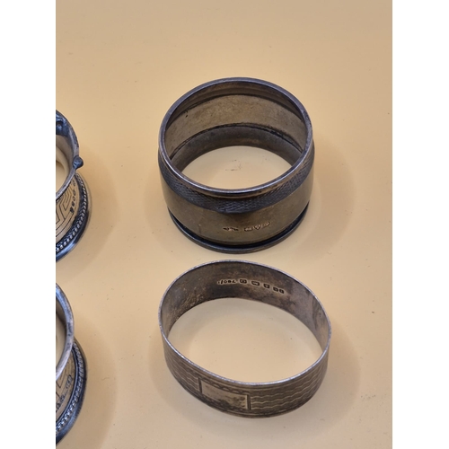 221 - Four Sterling Silver Napkin Rings Fully Hallmarked Weighs 102g The Two Same Ones Have Welded Kind of... 