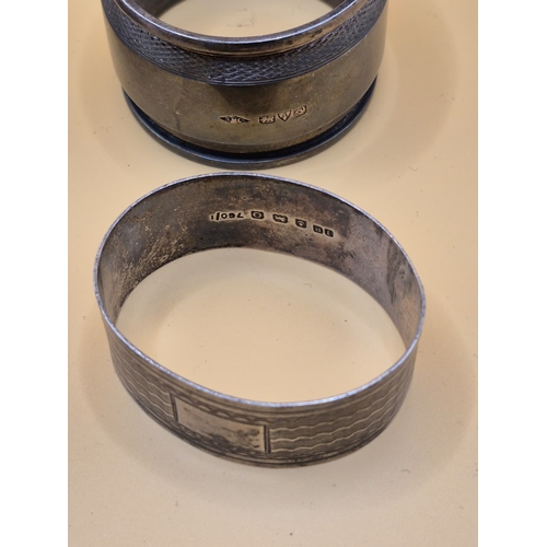 221 - Four Sterling Silver Napkin Rings Fully Hallmarked Weighs 102g The Two Same Ones Have Welded Kind of... 