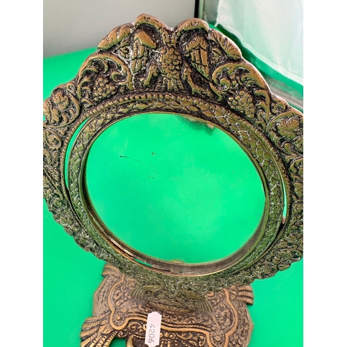 29 - Antique Ornate Brass Vanity Mirror Height 26cm