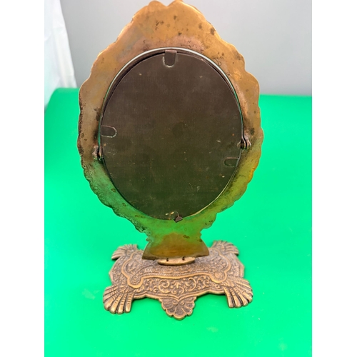 29 - Antique Ornate Brass Vanity Mirror Height 26cm