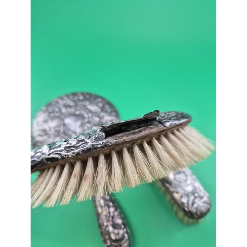 312 - Three Pieces of Sterling Silver Vanity Item Includes Mirror, & Two Brushes Not A Set Just Suitab... 