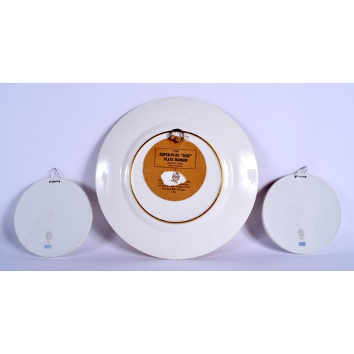 102 - A PAIR OF ANTIQUE ROYAL COPENHAGEN PORCELAIN PANEL and a Minton plate. Largest 25 cm diameter. (3)