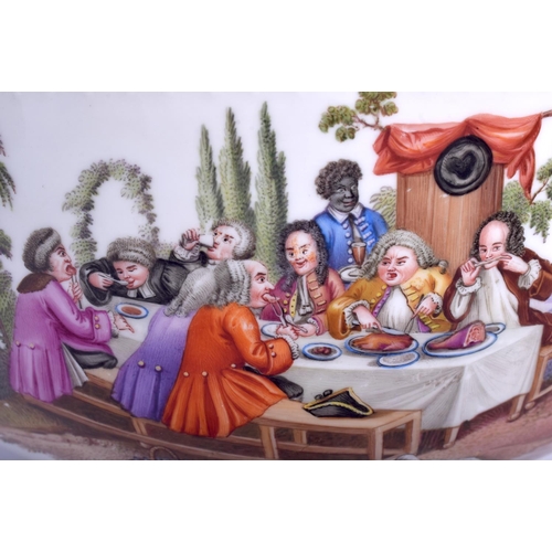 104 - A FINE LARGE 19TH CENTURY KPM BERLIN TUREEN AND COVER wonderfully painted with figures enjoying a fe... 