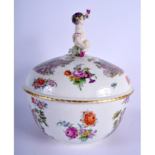 104 - A FINE LARGE 19TH CENTURY KPM BERLIN TUREEN AND COVER wonderfully painted with figures enjoying a fe... 
