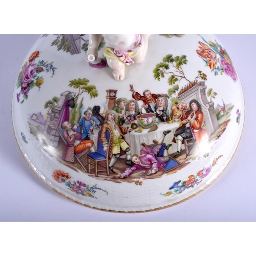 104 - A FINE LARGE 19TH CENTURY KPM BERLIN TUREEN AND COVER wonderfully painted with figures enjoying a fe... 
