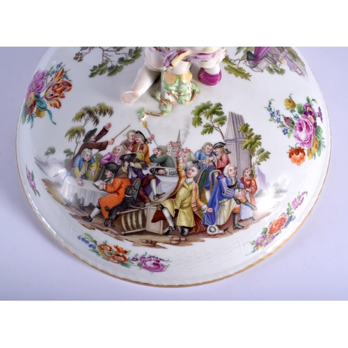 104 - A FINE LARGE 19TH CENTURY KPM BERLIN TUREEN AND COVER wonderfully painted with figures enjoying a fe... 