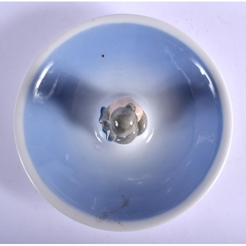 108 - A ROYAL COPENHAGEN PORCELAIN DISH with seated mermaid. 13.5 cm wide.